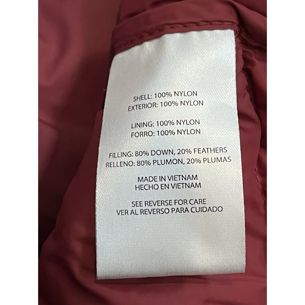 Eddie Bauer Jacket Womens S Maroon EB650 Down Puffer Zip Lightweight Hooded - Picture 6 of 8
